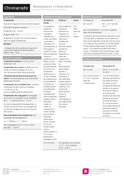 Matemáticas 1 Cheat Sheet