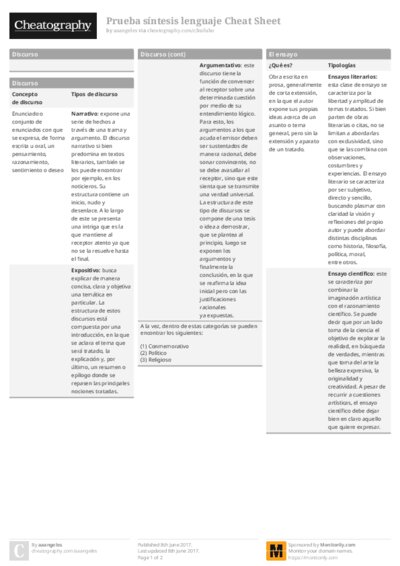 Prueba síntesis lenguaje Cheat Sheet