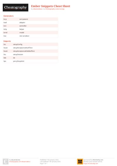 Ember Snippets Cheat Sheet