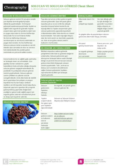 SOLUCAN VE SOLUCAN GÜBRESİ Cheat Sheet
