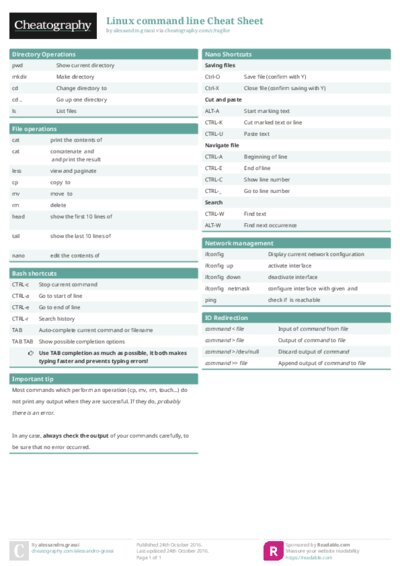 Linux command line Cheat Sheet