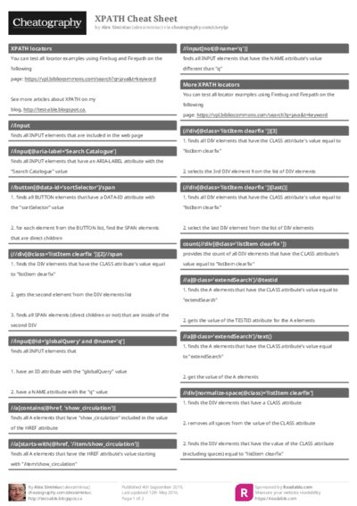 XPATH Cheat Sheet