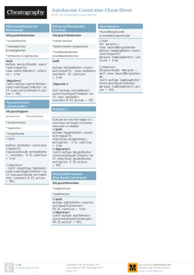 Autolayout Constrains Cheat Sheet
