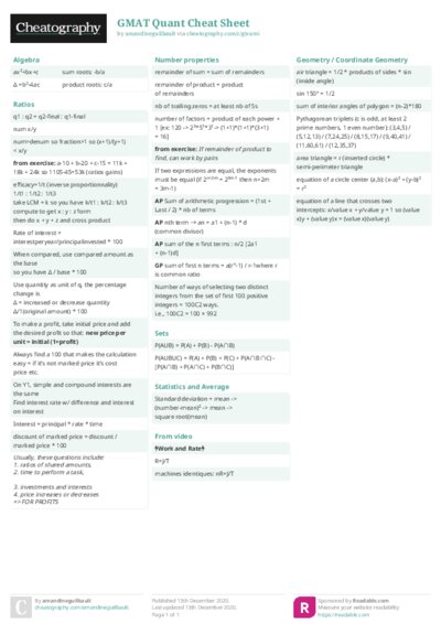 GMAT Quant Cheat Sheet