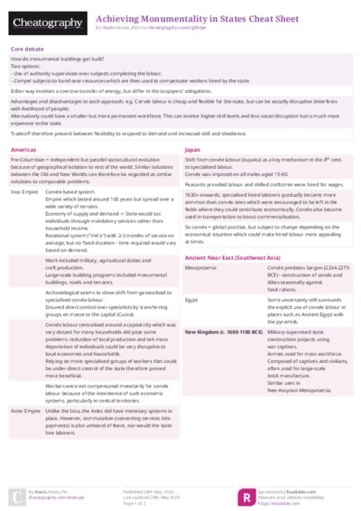 Achieving Monumentality in States Cheat Sheet