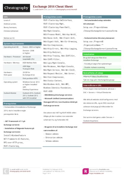 Exchange 2016 Cheat Sheet