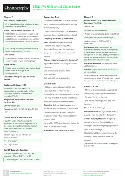 ISDS 474 Midterm 2 Cheat Sheet