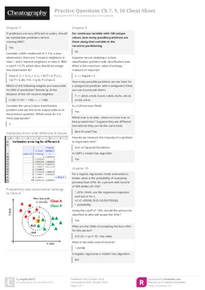 Practice Questions Ch 7, 9, 10 Cheat Sheet