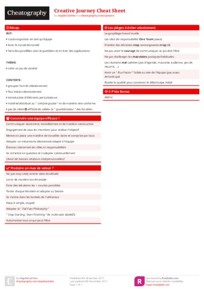 Creative Journey Cheat Sheet