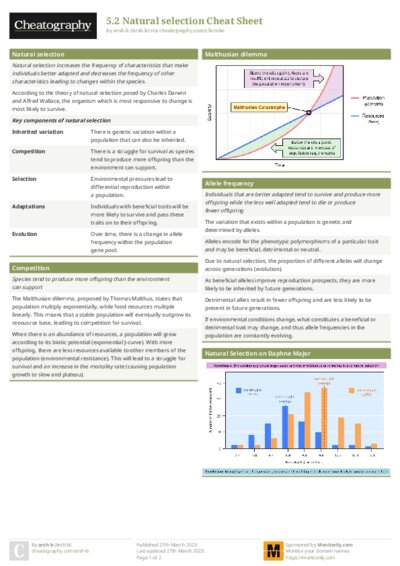 5.2 Natural selection Cheat Sheet