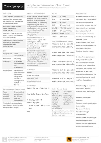 ruby-interview-seniour Cheat Sheet