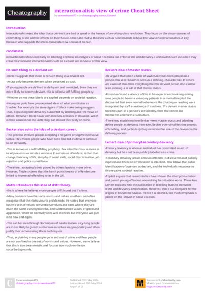 interactionalists view of crime Cheat Sheet