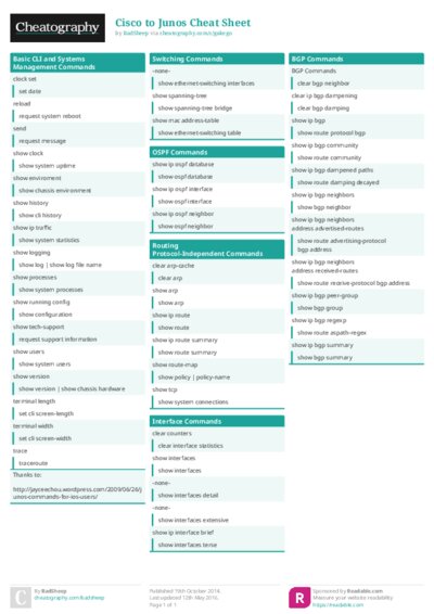 Cisco to Junos Cheat Sheet