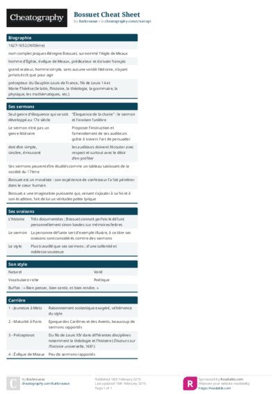Bossuet Cheat Sheet