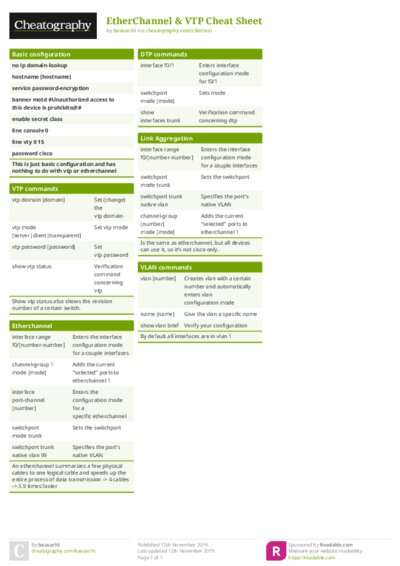 EtherChannel & VTP Cheat Sheet