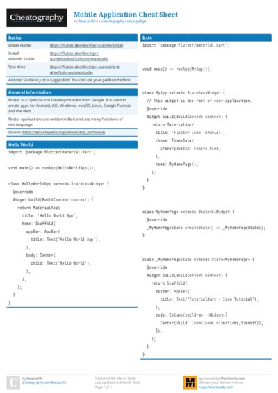 Mobile Application Cheat Sheet