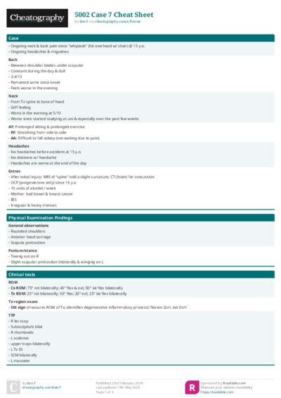 5002 Case 7 Cheat Sheet