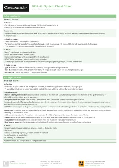 5006 - GI System Cheat Sheet