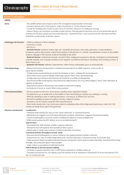 6002 Ankle & Foot Cheat Sheet