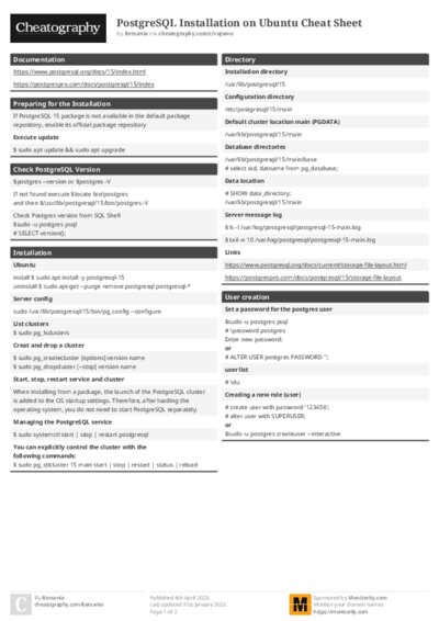 PostgreSQL Installation on Ubuntu Cheat Sheet