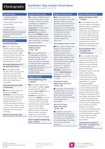 Starfinder Ship Combat Cheat Sheet