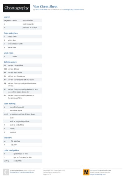 Vim Cheat Sheet