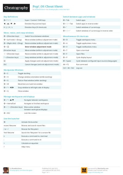 Pop!_OS Cheat Sheet
