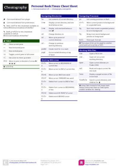 Personal Bash/Tmux Cheat Sheet