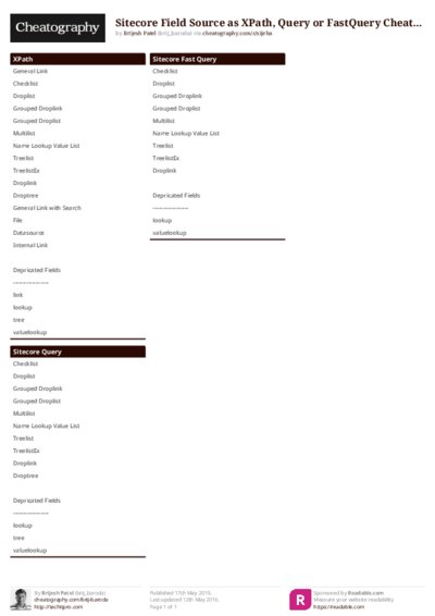 Sitecore Field Source as XPath, Query or FastQuery Cheat Sheet