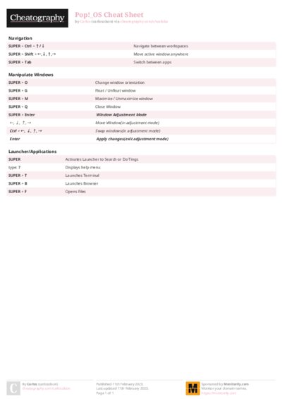 Pop!_OS Cheat Sheet