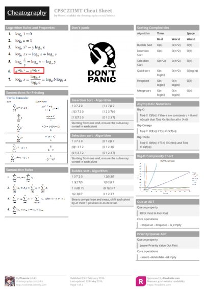 CPSC221MT Cheat Sheet