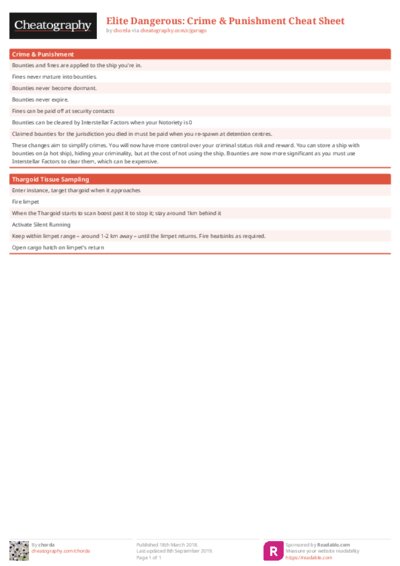 Elite Dangerous: Crime & Punishment Cheat Sheet