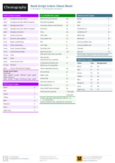 Bash Script Colors Cheat Sheet