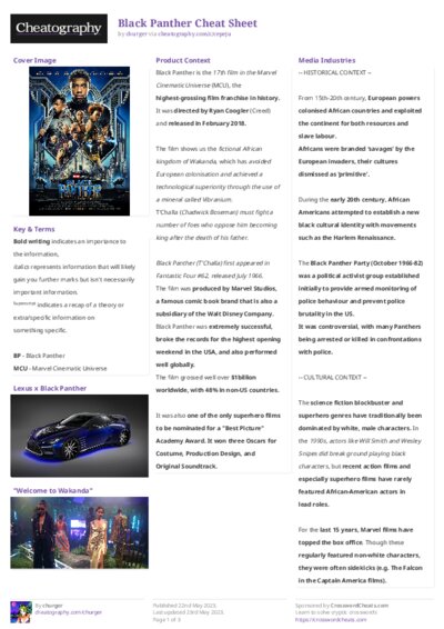 Black Panther Cheat Sheet