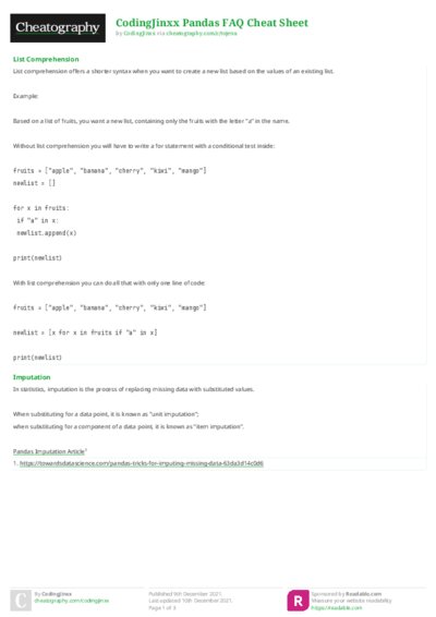 CodingJinxx Pandas FAQ Cheat Sheet
