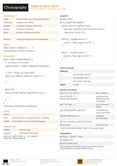 AspectJ Cheat Sheet