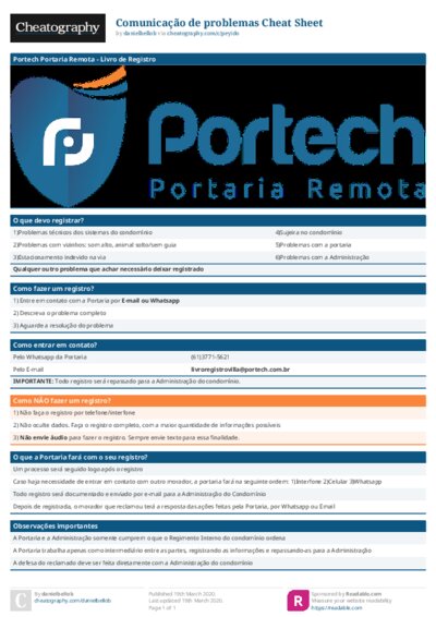 Comunicação de problemas Cheat Sheet