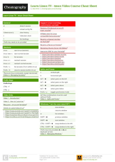 Learn Linux TV - tmux Video Course Cheat Sheet