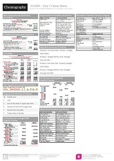 ACC801 - Test 1 Cheat Sheet