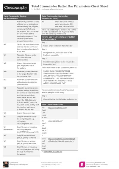 Total Commander Button Bar Parameters Cheat Sheet