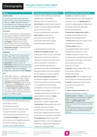 Terapia Genica Cheat Sheet