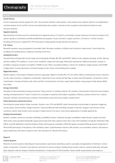 EE (IAS) Cheat Sheet