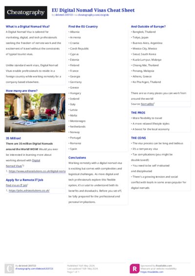 EU Digital Nomad Visas Cheat Sheet