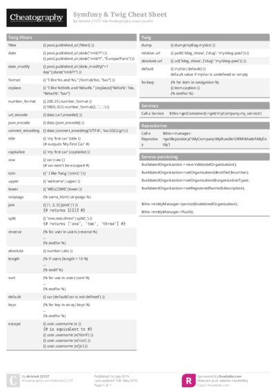 Symfony & Twig Cheat Sheet
