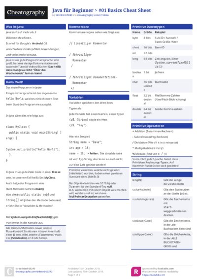 Java für Beginner > #01 Basics Cheat Sheet