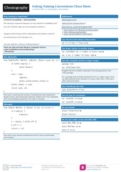 Golang Naming Conventions Cheat Sheet