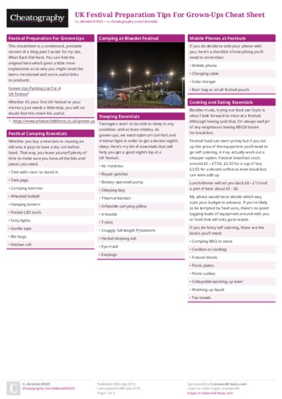 UK Festival Preparation Tips For Grown-Ups Cheat Sheet