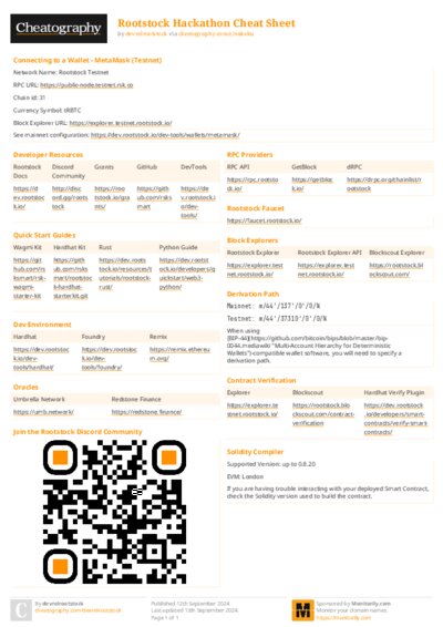 Rootstock Hackathon Cheat Sheet