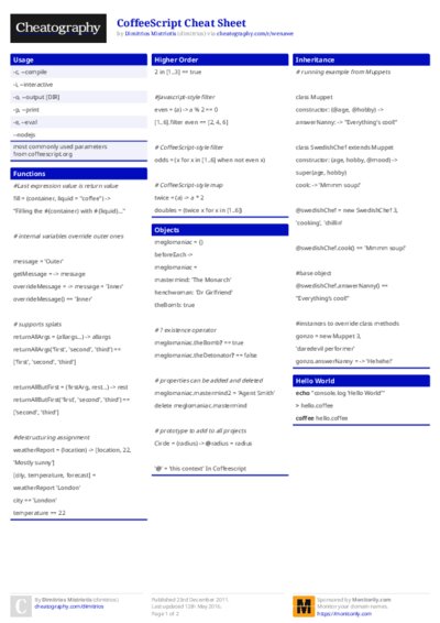CoffeeScript Cheat Sheet