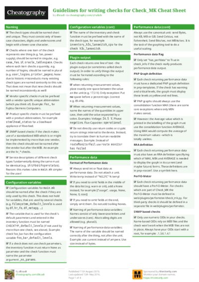 Guidelines for writing checks for Check_MK Cheat Sheet